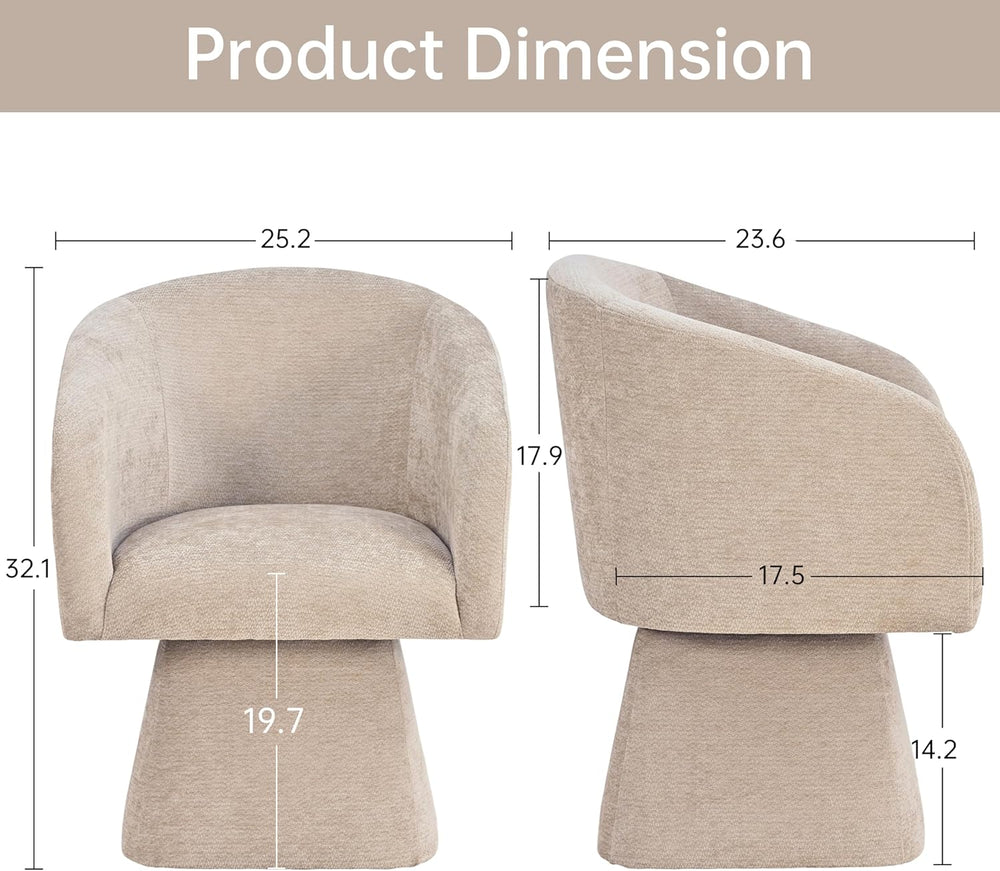VKNOW Upholstered Swivel Dining Chairs Set of 2, Modern Dining Room Chairs wi...