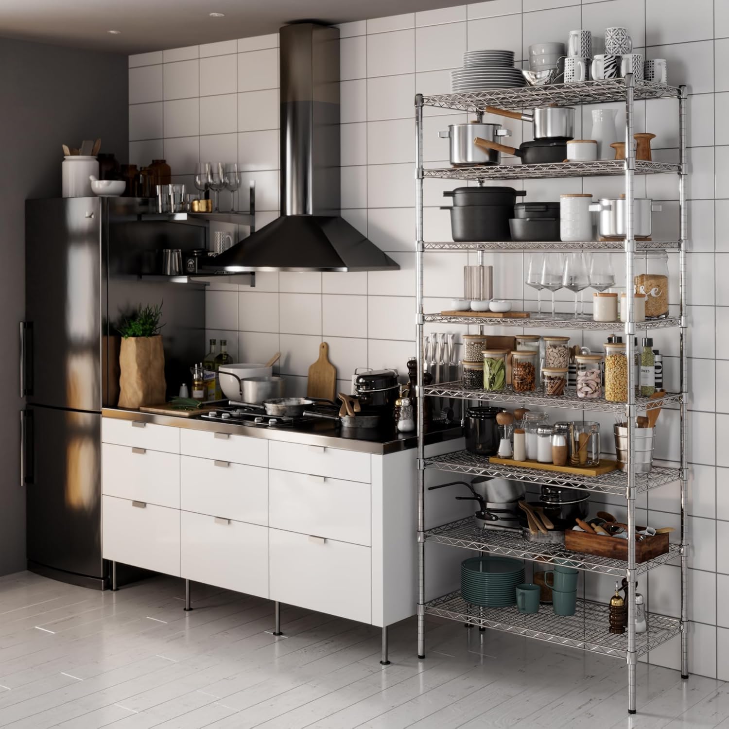 18" Deep x 36" Wide x 86" Height Wire Shelving Kit | 8-Tier | NSF Commercial Storage Rack Unit