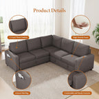 Vesgantti 88.4" Corduroy Sectional Sleeper Sofa with Pull Out Bed, Brown | 5 Seater Modular Couch with Storage, Comfy L Shaped Cloud Couches for Living Room, Bedroom, Apartment, Easy to Assemble