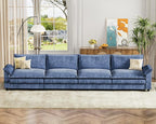 Homall 159" Modular Sectional Sofa, Linear Sofa Couch with Double-Layer Cushion, DIY Combination Chenille Deep 4-Seat Cloud Couch for Living Room, Apartment (Dark Blue, Linear Sofa)