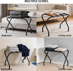 Folding Luggage Rack, Heavy Duty Metal Suitcase Stand with Nylon Straps, Collapsible Luggage Rack for Guest Room Space-Saving Luggage Organizer for Bedroom & Hotel