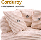 45" Round Pink Bean Bag Chair with Backrest,Corduroy Fabric Beanbag Couch 3 Pillows,Floor Cushion Bean Bag Chair for Adults,Plush TV Chair,Comfy Lazy Sofa for Living Room