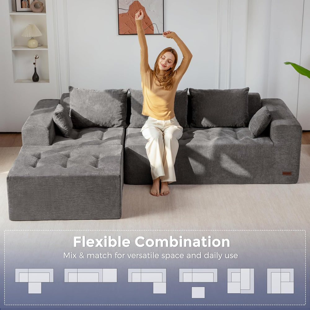 MAXYOYO Modular Sectional Sofa Couch, L Shaped Cloud Couch with Flexible Otto...