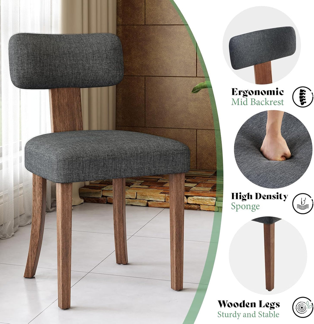AMERLIFE Kitchen Chairs, Set of 4 Modern Linen Chairs with Upholstered Curved...