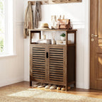 Bamboo Freestanding Bathroom Floor Storage Cabinet with Doors & Shelf | Versatile Cabinet for Living Room Entryway Hallway, Spacious Storage, FSC-certified Bamboo, Easy Assembly, Walnut