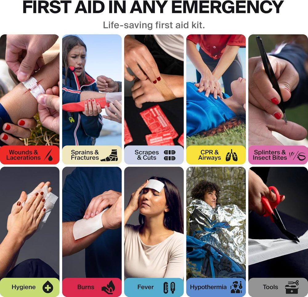 SurviveX Large Pro First Aid Kit, Emergency Kit for 5-6 People