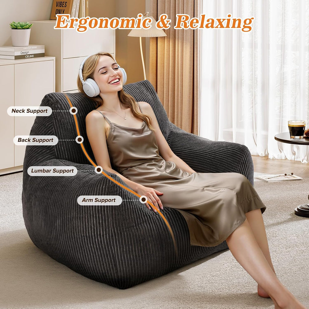 Big Bean Bag Chair for Adults, Ultra Soft BeanBag for Living Room | Stuffed B...