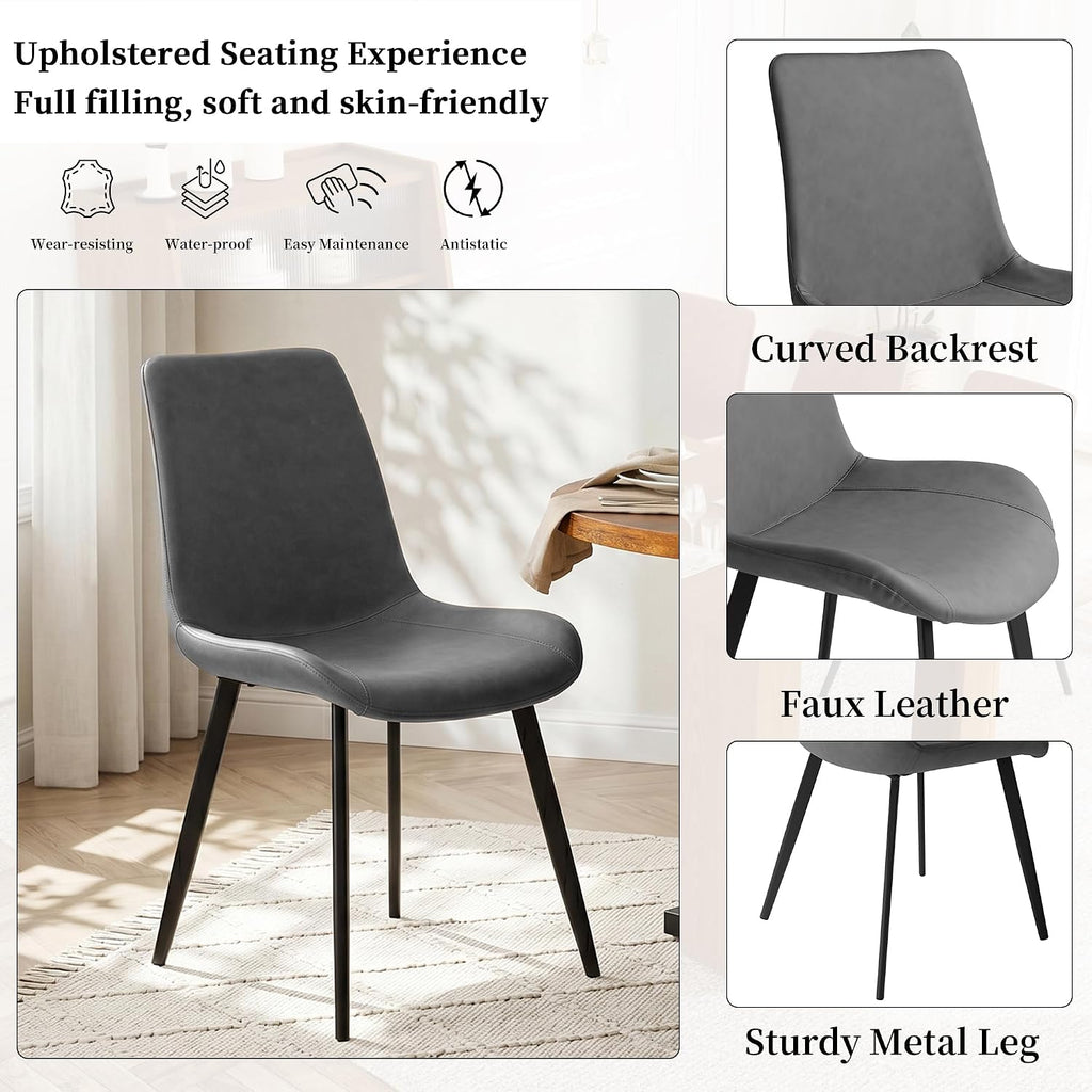 HIPIHOM Extendable Round Dining Table Set for 4 People, 43.3"-59" Extendable Kitchen Table with 4 Upholstered Chairs, Space Saving for Kitchen Dining Room (Vintage Brown Table+4 Grey Chairs)