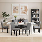 LSSPAID Dining Chairs Set of 6, Modern Stylish Fabric Upholstered Parson Chair, Dining Room Chairs with Solid Wood Legs for Kitchen Living Room, Grey
