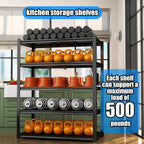Kitchen Shelf 5 Tier Storage Shelves Adjustable Garage Shelving Unit 2500LBS Metal Shelving Heavy Duty for Industrial, Warehouse, Basement, Commercial, Black