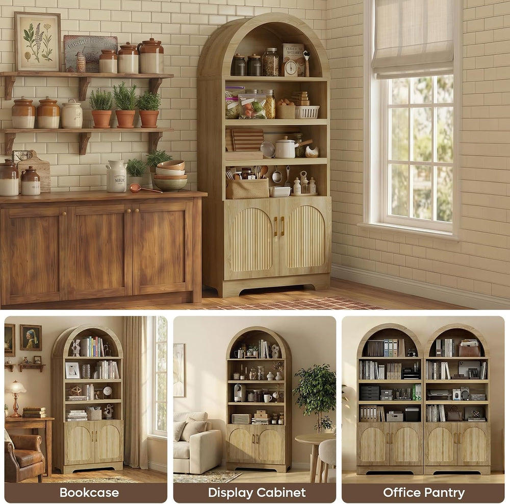 Bestier 71" Tall Arched Kitchen Pantry, Arched Cabinet with Doors, Moder...