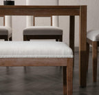 Linen Dining Bench Upholstered Entryway Bench Farmhouse Shoe Bench Seat Ottoman for Hallway Living Room Bedroom End of Bed Dining Room Kitchen, 45.5" Long, Beige