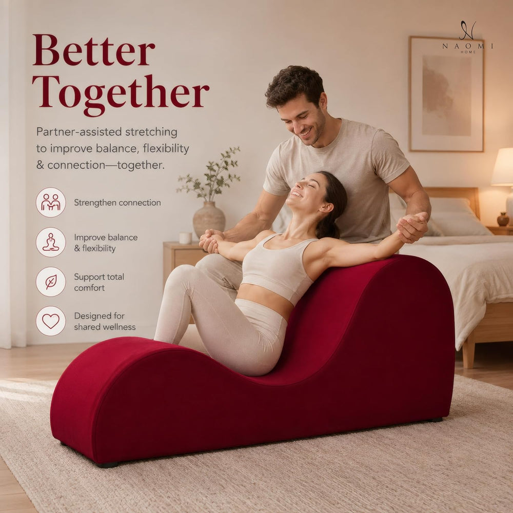 Naomi Home Leticia Ergonomic Yoga Chaise Lounge Chair, Red
