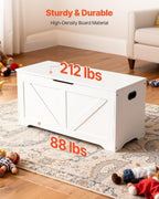 VEVOR Kids Storage Bench, Wooden Toy Box Chest, Large Storage Cabinet with Safety Hinge, Toddlers Storage Bench for Playroom, Living Room or Entryway, Easy Assembly, 38.98 x 15.55 x 18.9 in, White