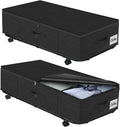 Large Sturdy Under Bed Storage with Wheels, 2 Pack 50L Rolling Underbed Storage Bins, Under Bed Containers Drawer with Metal Bottom Support, Bedroom Organizer with Lids for Clothes, Shoes, Blankets