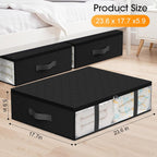 StorageRight Under Bed Storage Bins, 10-Pack 40L Foldable Fabric Storage Bags with Transparent Window, Breathable Organizer for Clothes/Blanket/Comforter/Quiltr, Black