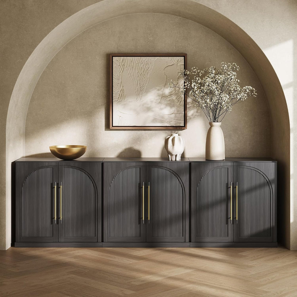 BELLEZE Set of 3 Jagger Sideboard Buffet Cabinet - Ebony