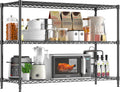 3-Shelf Adjustable Storage Shelves 36" W x 14" D x 36" H Metal Shelving Unit Heavy Duty Wire Rack Small Organizer with 3 Shelf Liners for Kitchen Pantry Bathroom Laundry Closet Garage Black