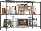 3-Shelf Adjustable Storage Shelves 36" W x 14" D x 36" H Metal Shelving Unit Heavy Duty Wire Rack Small Organizer with 3 Shelf Liners for Kitchen Pantry Bathroom Laundry Closet Garage Black