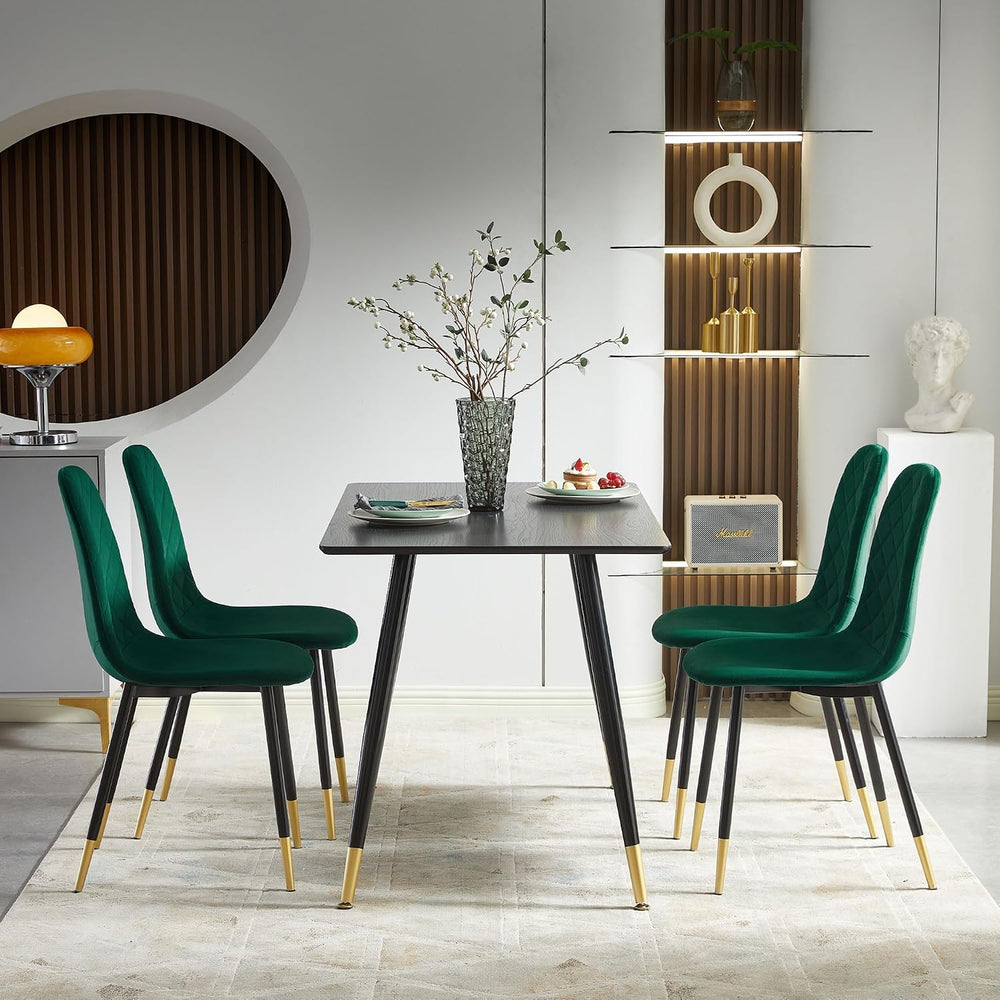 Velvet Green Dining Chairs Set of 4 - Upholstered Kitchen & Dining Room C...