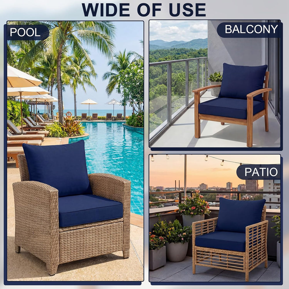 Tingjoo 4 Set 24x24x4 Inch Outdoor Seat Cushion Cover, Navy