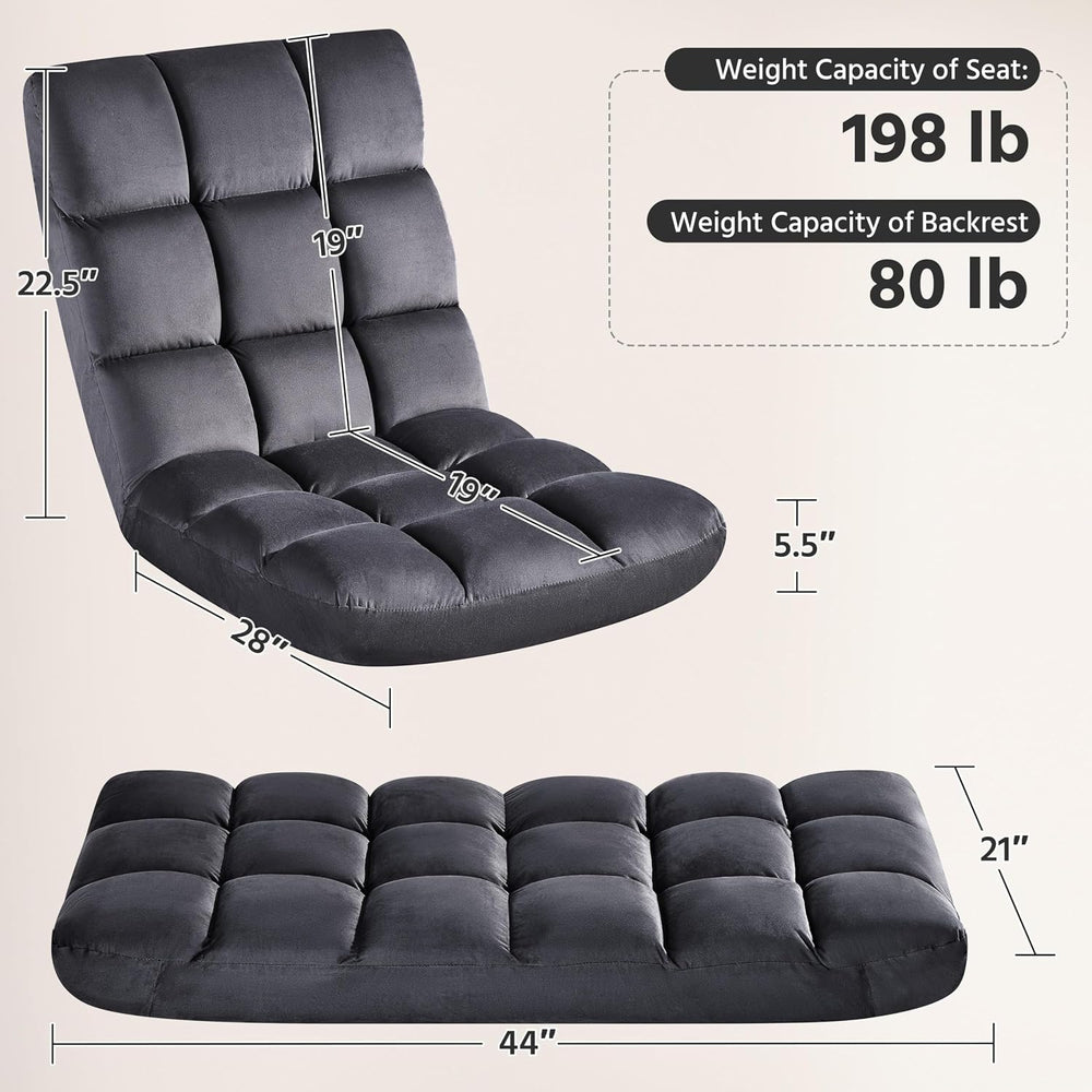 Yaheetech 14-Position Folding Floor Chair with Adjustable Back Support Gray |...