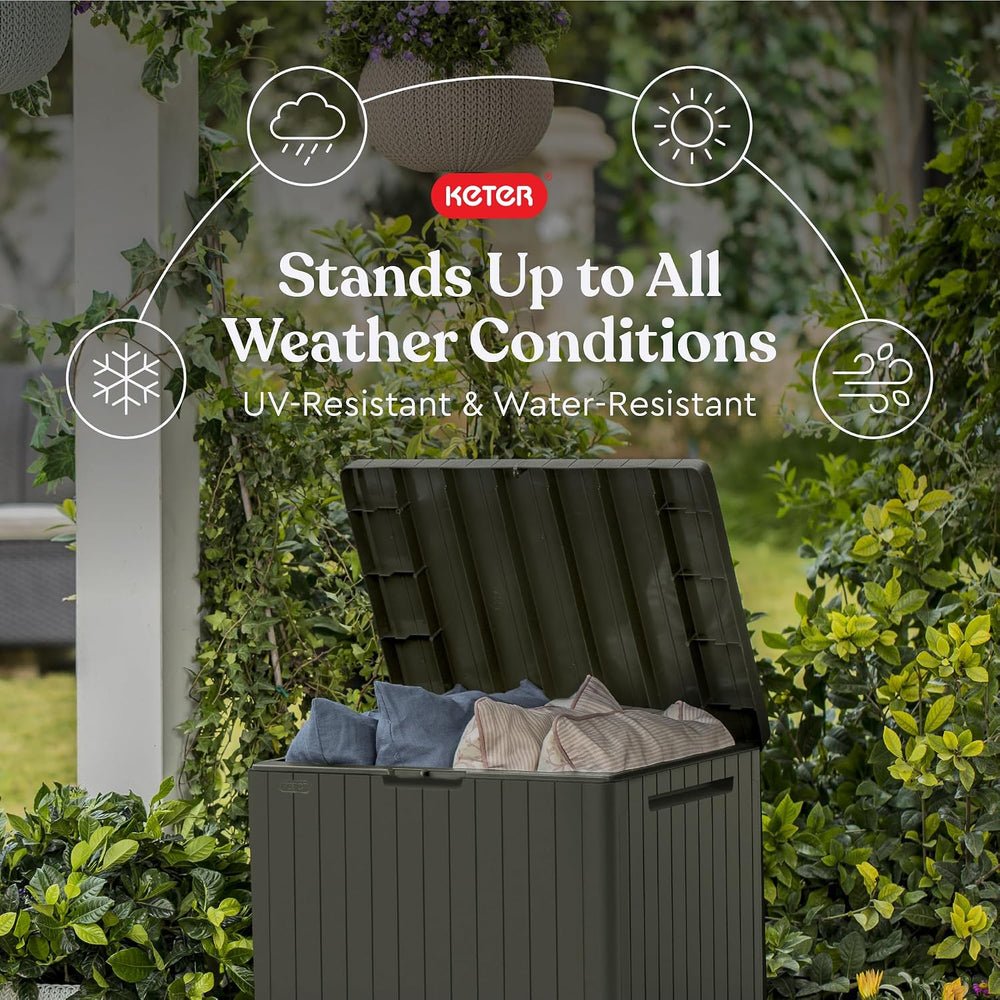Keter City 30 Gal Outdoor Storage Box and Patio Side Table