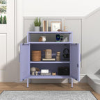 Multifunctional Lockable Storage Cabinet, 3-Tier Side Cabinet with Power Strip & USB Ports, Adjustable Shelf, for Living Room, Home, Office, Purple 33" H X 29.5" W X 13.8" D