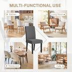 Furmax Ergonomic Dining Chairs Set of 2, Upholstered Fabric Dinning Room Chairs, Velvet Kitchen Chairs with Adjustable Wood Legs for Kitchen Living Room (Velvet Grey, 2)