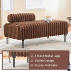 NIOIIKIT 53.2" Loveseat Sofa Couch with Adjustable Backrest, Accent Sofa | Upholstered Small Faux Fur Couch, Golden Legs, Leisure 2-seater Sofa for Bedroom, Living Room, Compact Small Space, Brown