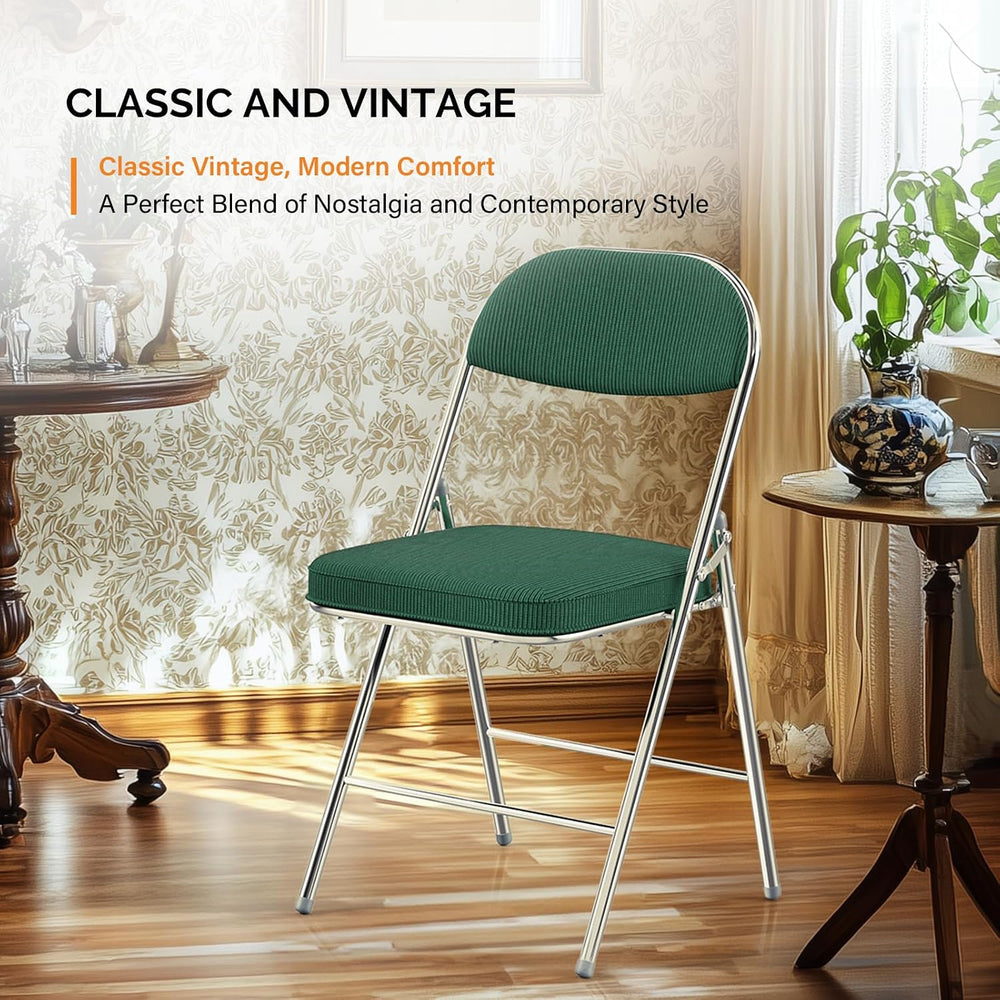 VINGLI Folding Chairs with Padded Seat & Backrest, Metal Frame, Durable C...