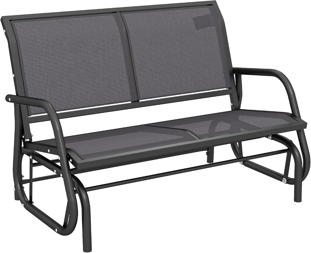 Outsunny 2-Person Outdoor Glider Bench with Steel Frame, Gray | Double Swing ...