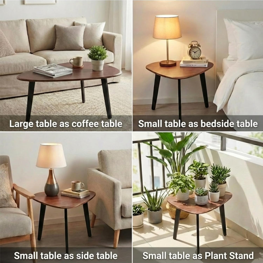 Nesting Coffee Table Set of 2-Mid Century Modern Wooden Coffee Table,Guitar Pick Stacking Tables with Solid Wood Legs,Small Coffee Tables for Small Spaces,Living Room,Apartment(Walnut)