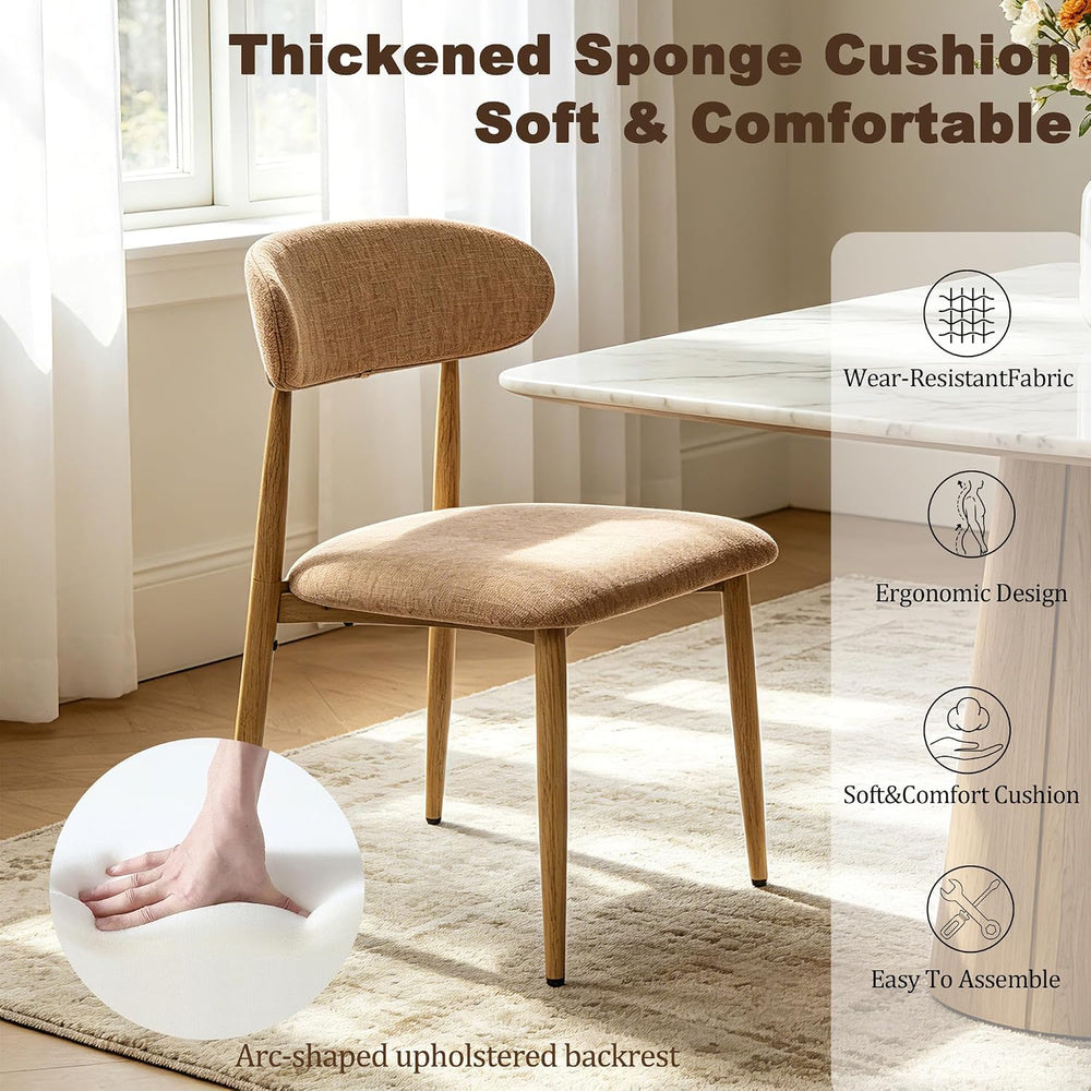 FREKEN Modern Upholstered Dining Chairs Set of 4, Mid-Century Metal Frame wit...