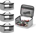 4 PCS Toy Storage Bags, Transparent PVC Toy Organizer Bag with Manual Pocket for Classic Building Bricks, Puzzles,Toy Cars, Large Size, Grey