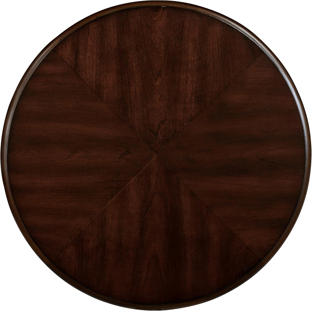 JIJIWANG Wood Round Sofa Table with Antique Carved Legs Oval End Table with B...