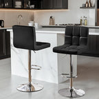 Yaheetech Single Bar Stool, Adjustable PU Leather Swivel Barstools, Modern Counter Stools with Back and Footrest, Counter Height Barstools for Bar, Kitchen, Dining Room, Black