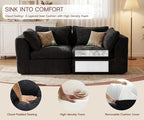 79'' Oversized Cloud Sectional Boneles Loveseat for Living Room, Modern Big Compressed 2 Seater Couch with 2 Throw Pillows, Comfy Chenille Deep Seat Memory Foam Spineless 2 Person Couch, Black | No Assembly Needed, Premium Chenille, Flexible Modular, W...
