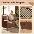 WLIVE 62" Loveseat Sofa, Mid Century Modern Small Couches for Living Room, Button Tufted Upholstered Couch for Bedroom, Solid Wood Frame, Easy to Install Furniture, Brown