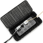 Delamu Handmade Rattan Small Cable Management Box, Cord Organizer with 2 Open Slots, Desk Cord Hider Box for Computer Router USB Hub Power Strip, 12.5" Lx 5.1" Wx 5.1" H, Black