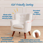 ECR4Kids Mila Sherpa Toddler Arm Chair with Removable Wooden Legs, Kids Furniture, White | Durable wood frame & high-density foam, 1-5 years, 60 lb capacity, soft sherpa fabric, gently curved back, adjustable glides