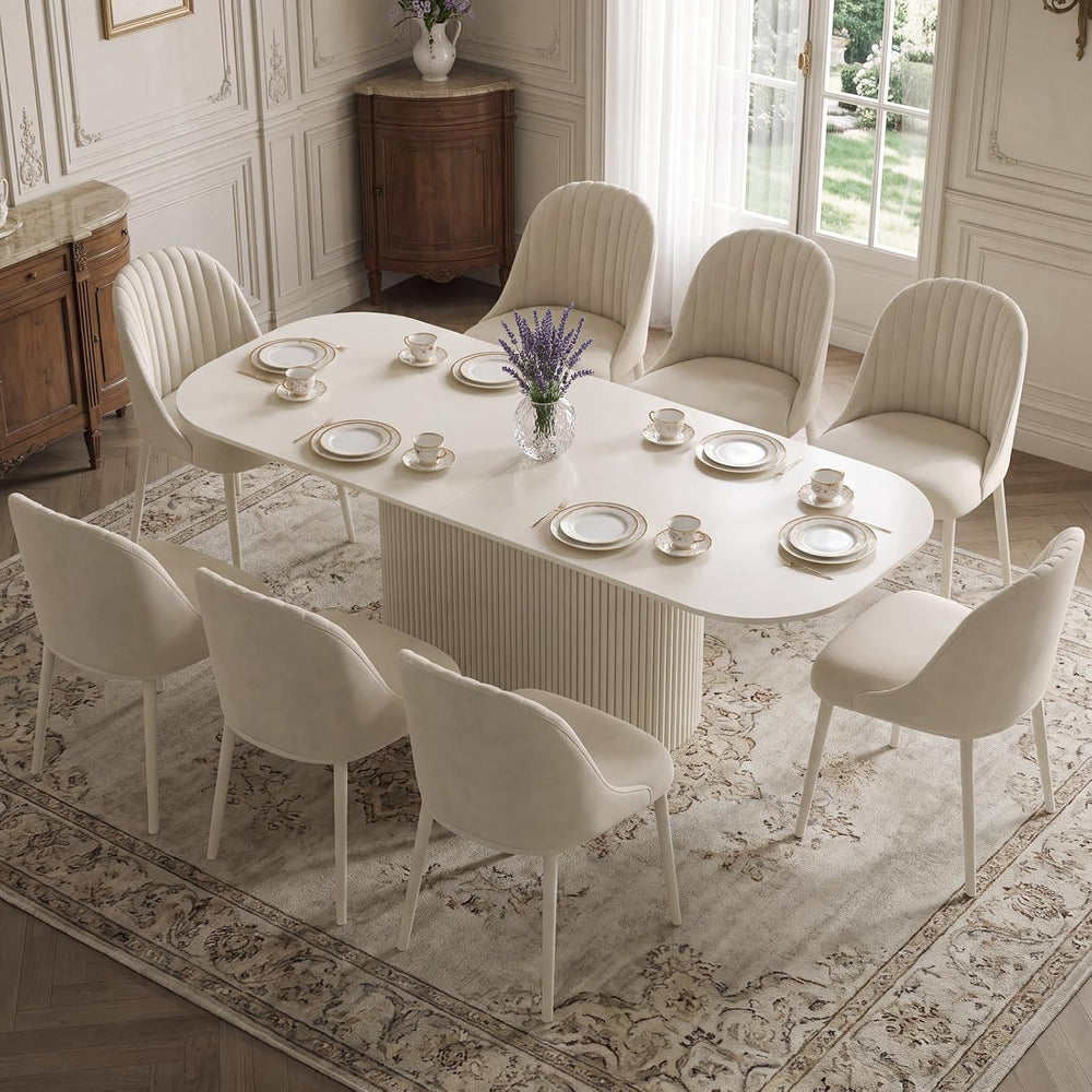 Guyii 86.61" Oval Dining Table Set with 8 Chairs, Modern Kitchen Table S...