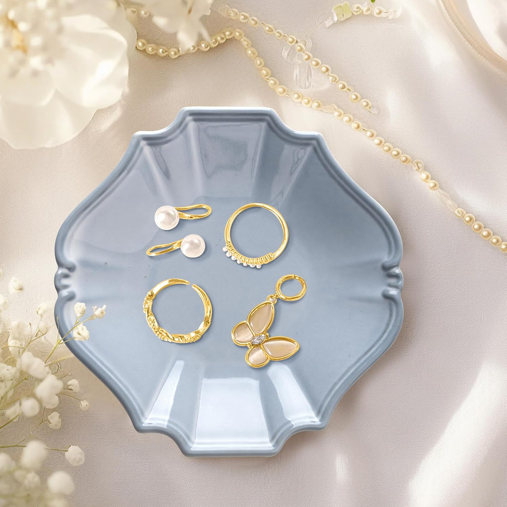 Ceramic Jewelry Dish, Decorative Tray for Rings Earrings Necklaces Bracelet Watch Keys, 4.50" Trinket Tray as Gifts for Women (Antique Court)