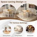 COSTWAY Dining Table Set for 4, Wood Kitchen Table Chairs Set with Rubber Wood Legs, Space-Saving Design, Modern 5-Piece Dinette Set for Small Place, Kitchen, Dining Room, Restaurant (Natural)