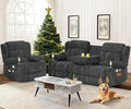 Loveseat Recliner Sofa Set, Flip Middle Backrest Design 3 Seater Reclining Sofa and Single Oversized Recliner Chair, Manual Couches for Living Room/RV (Gray, 3+1)
