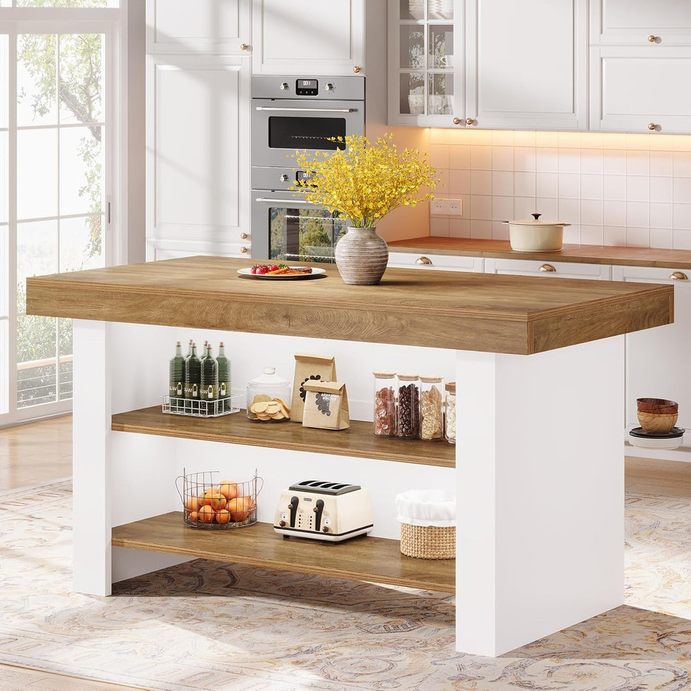 Tribesigns 55-Inch Kitchen Island with Storage, Farmhouse Center Island Table...