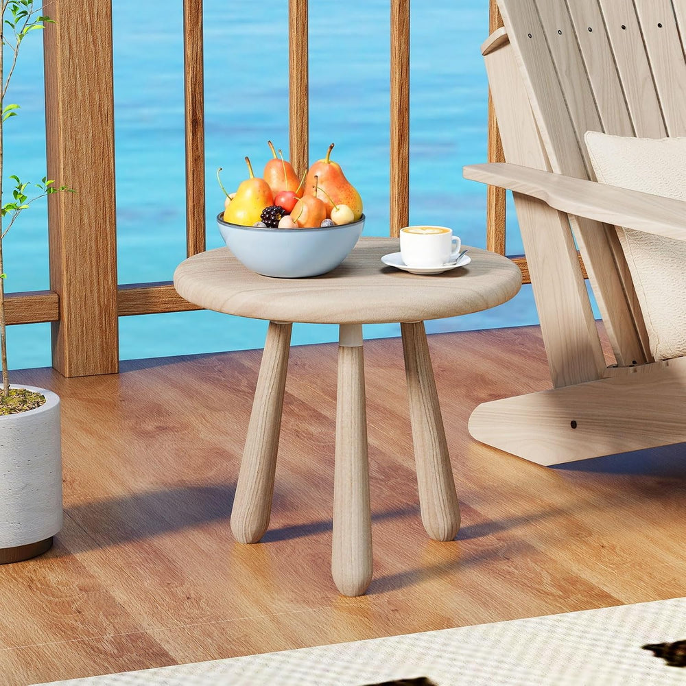 Tangkula Mahogany Wood Side Table, 18” Round Small Accent End Table with Thic...