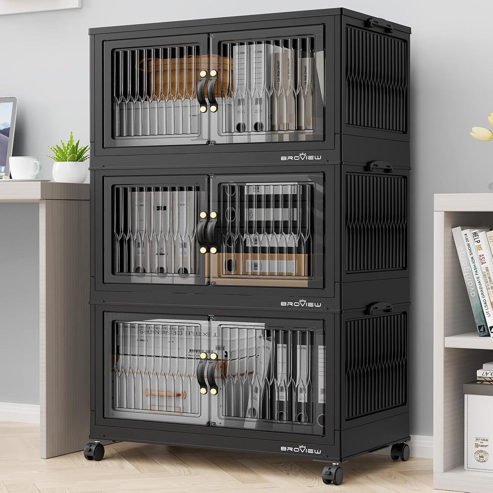 BROVIEW 180Qt Stackable Storage Bins with Lid, Extra Large Closet Organizer C...
