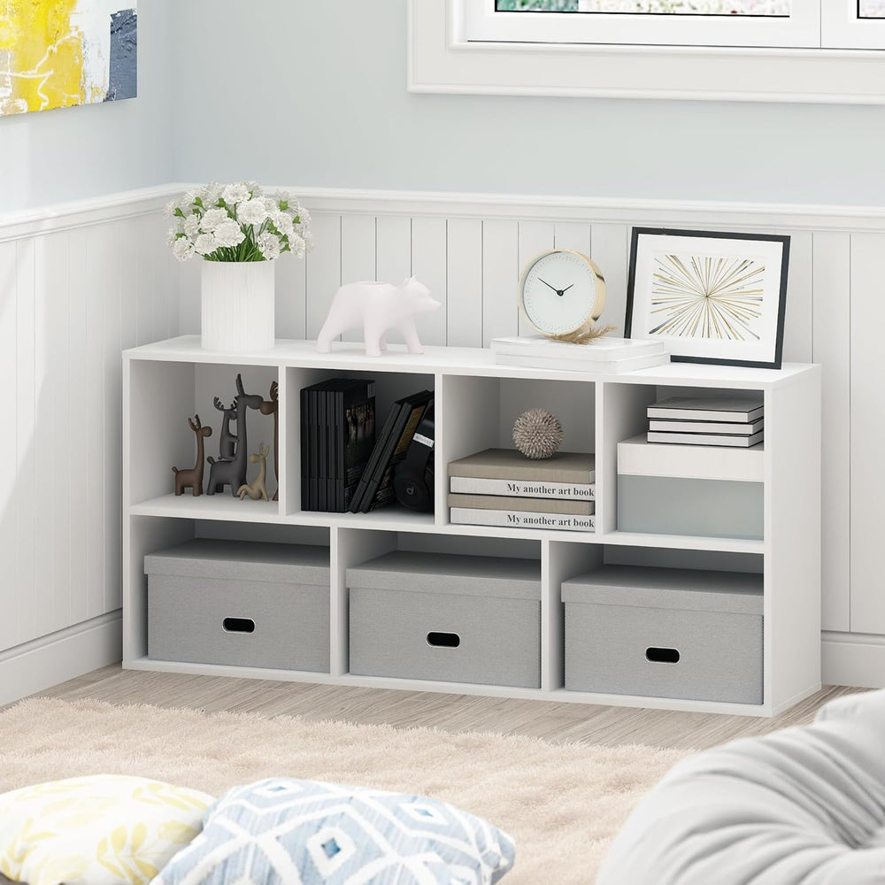 Furinno LUDER Book Shelf, 7-Cube Bookshelf, Bookcase with Open Shelves, 9.4 x...