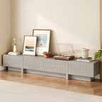 98" TV Stand for Living Room, Modern Entertainment Center with Drawers & Storage Compartments, Large TV Console Fits 55”-95” TVs, Square Top with Grooved Drawer Fronts & Stable Base,Grey